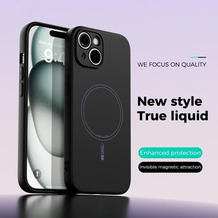 ABEEL - ABEEL iPhone 15 Skal MagSafe Kompatibel Svart Liquid Silicone