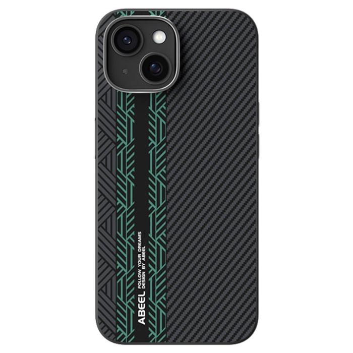 ABEEL - ABEEL iPhone 15 Skal PC TPU Aluminium PU Läder MagSafe Textur 2