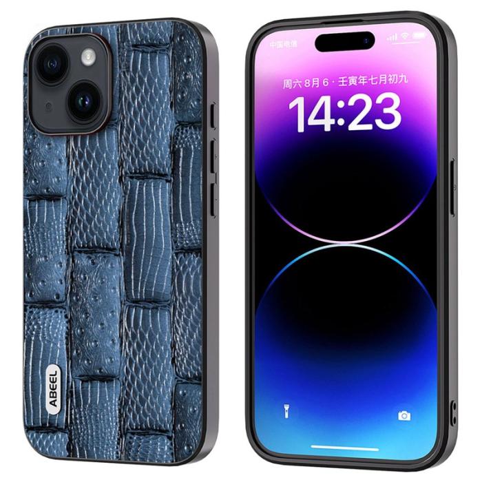 ABEEL - ABEEL iPhone 15 Skal Shockproof Mahjong Textur Blå