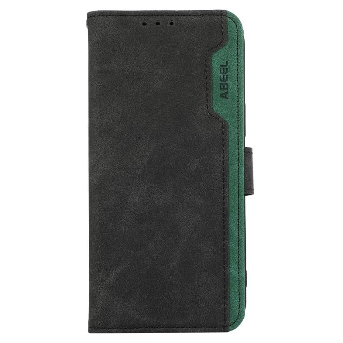 ABEEL - ABEEL iPhone 16 Fodral i Splicing Läder RFID Blockering - Svart