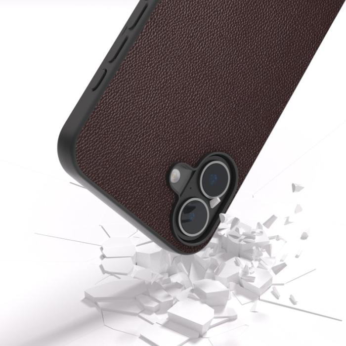 ABEEL - ABEEL iPhone 16 Plus Fodral Äkta Läder PC+TPU - Kaffe