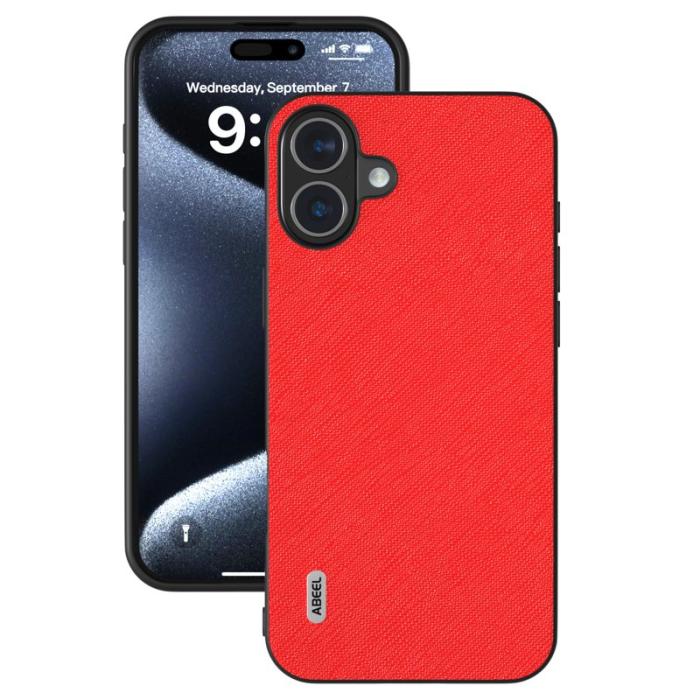 ABEEL - ABEEL iPhone 16 Plus Skal Äkta Läder Hybrid Röd