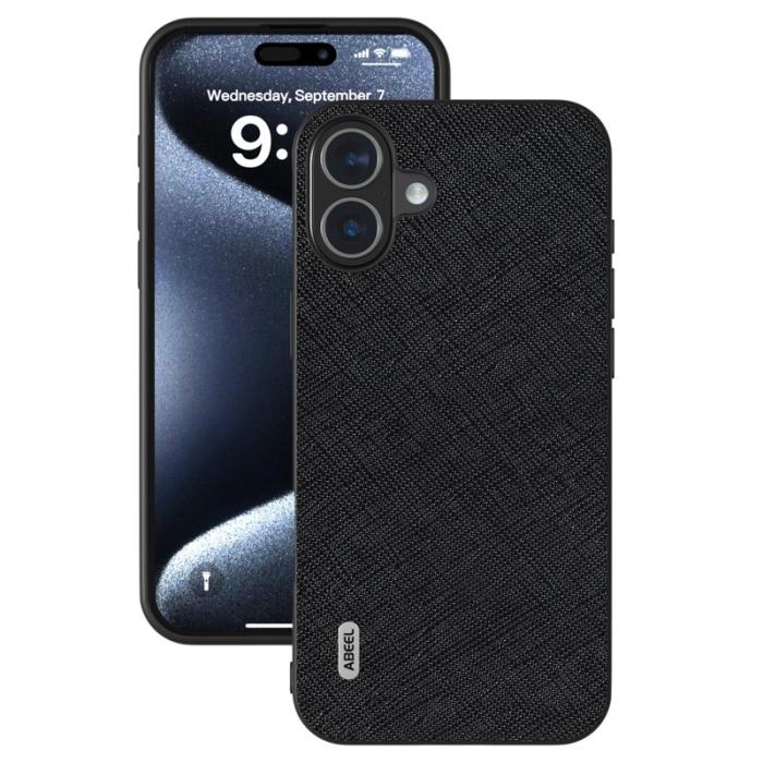 ABEEL - ABEEL iPhone 16 Plus Skal Äkta Läder Hybrid Svart