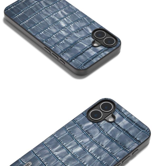 ABEEL - ABEEL iPhone 16 Plus Skal Äkta Läder + PC + TPU Stöttålig Blå