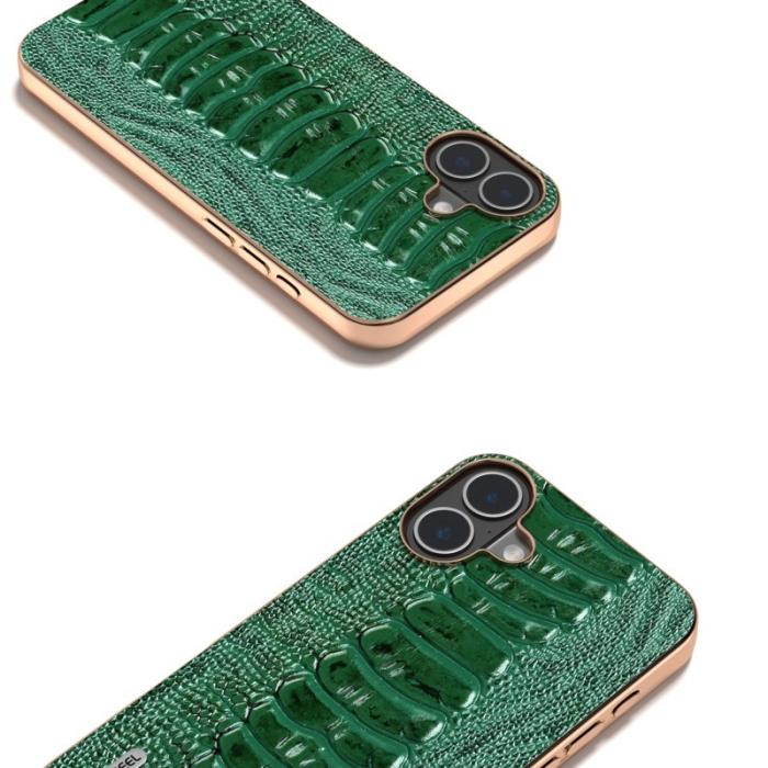 ABEEL - ABEEL iPhone 16 Plus Skal Electroplaterad Krokodil Grön