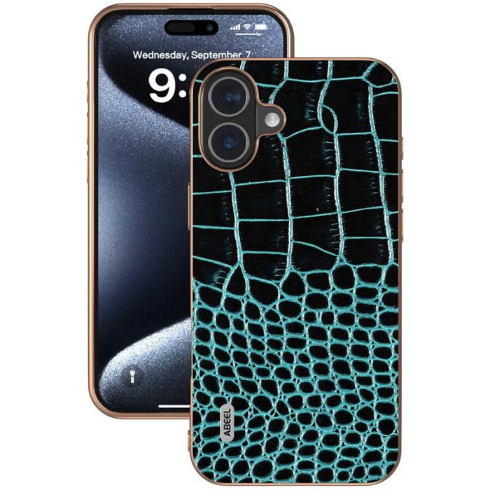 ABEEL - ABEEL iPhone 16 Plus Skal Electroplating Crocodile Midnight Green