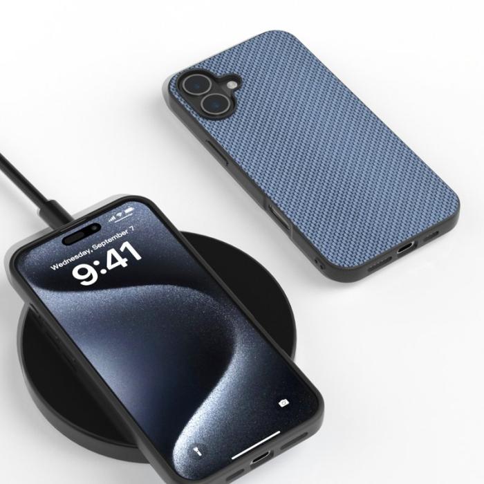 ABEEL - ABEEL iPhone 16 Plus Skal Hybrid Fodral Kolfiber Baby Blue