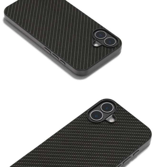 ABEEL - ABEEL iPhone 16 Plus Skal Hybrid Fodral Kolfiber Textur - Svart