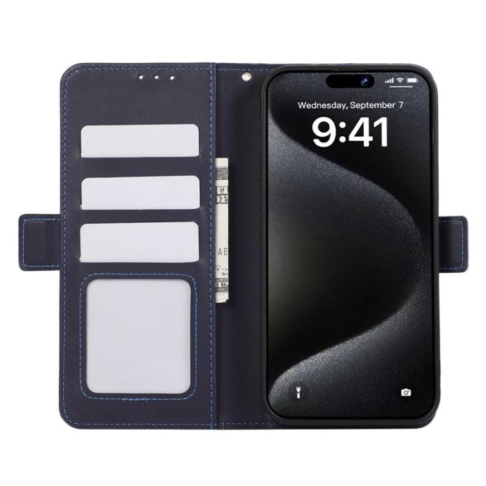 ABEEL - ABEEL iPhone 16 Plus Skal Läder Fodral med RFID Skydd - Blå