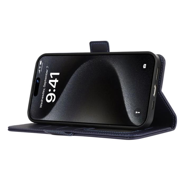 ABEEL - ABEEL iPhone 16 Plus Skal Läder Fodral med RFID Skydd - Blå