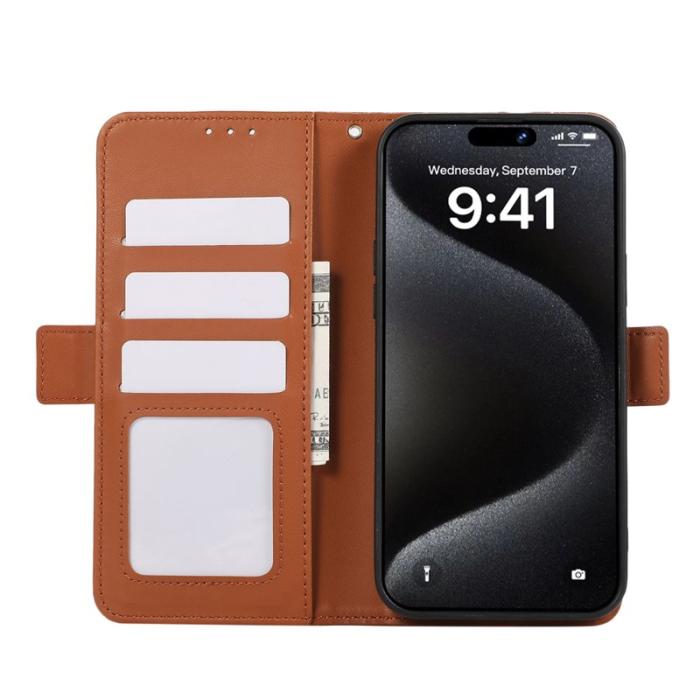 ABEEL - ABEEL iPhone 16 Plus Skal Läder Fodral med RFID Skydd - Brun