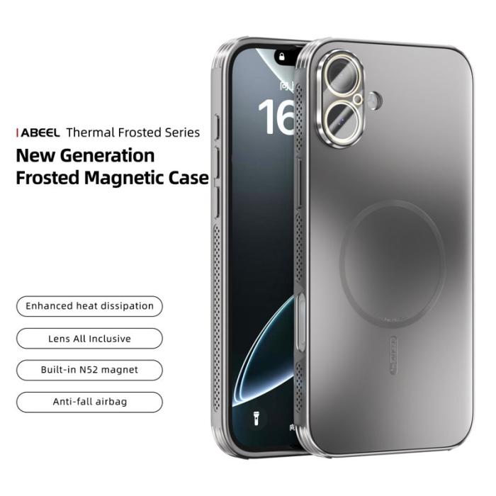 ABEEL - ABEEL iPhone 16 Plus Skal Magnetiskt TPU PC Kyl Matte Titanium Grey