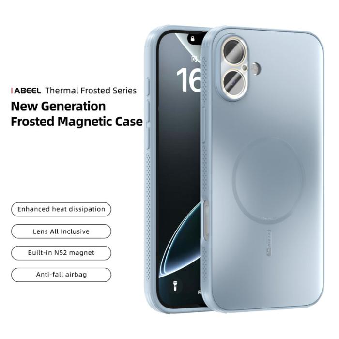 ABEEL - ABEEL iPhone 16 Plus Skal Magnetiskt TPU PC Kylande Matt - Baby Blue