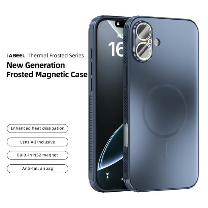 ABEEL - ABEEL iPhone 16 Plus Skal Magnetiskt TPU PC Kylande Matt Blå