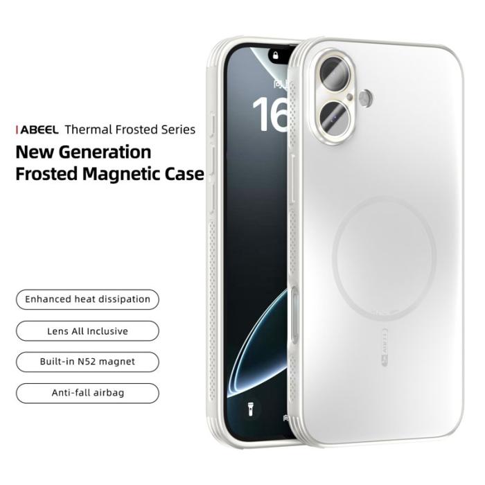 ABEEL - ABEEL iPhone 16 Plus Skal Magnetiskt TPU PC Kylande Matt Vit