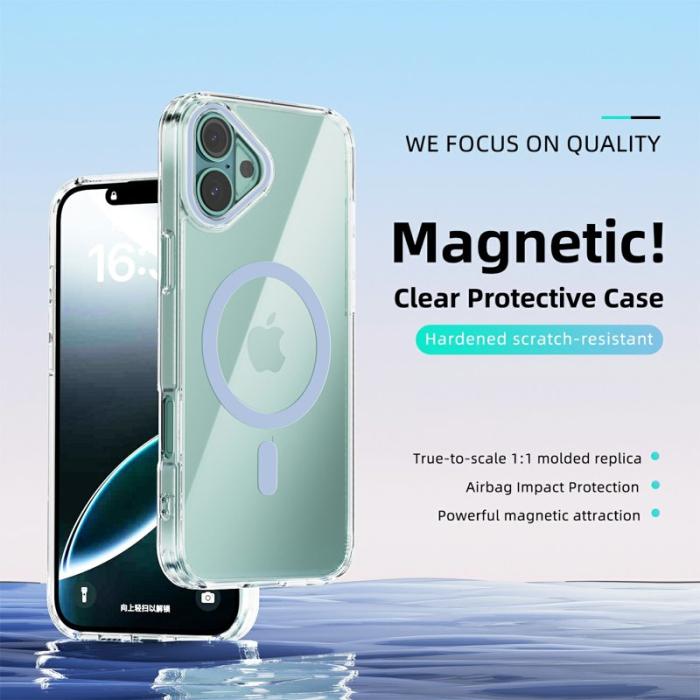 ABEEL - ABEEL iPhone 16 Plus Skal MagSafe Anti Scratch Klar - Baby Blue