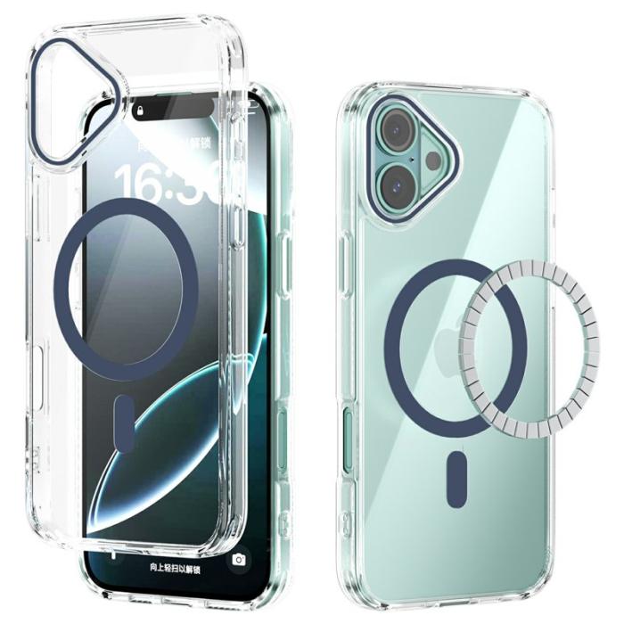 ABEEL - ABEEL iPhone 16 Plus Skal MagSafe Anti Scratch Klar TPU Blå