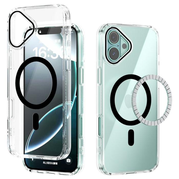 ABEEL - ABEEL iPhone 16 Plus Skal MagSafe Anti Scratch Transparent Svart