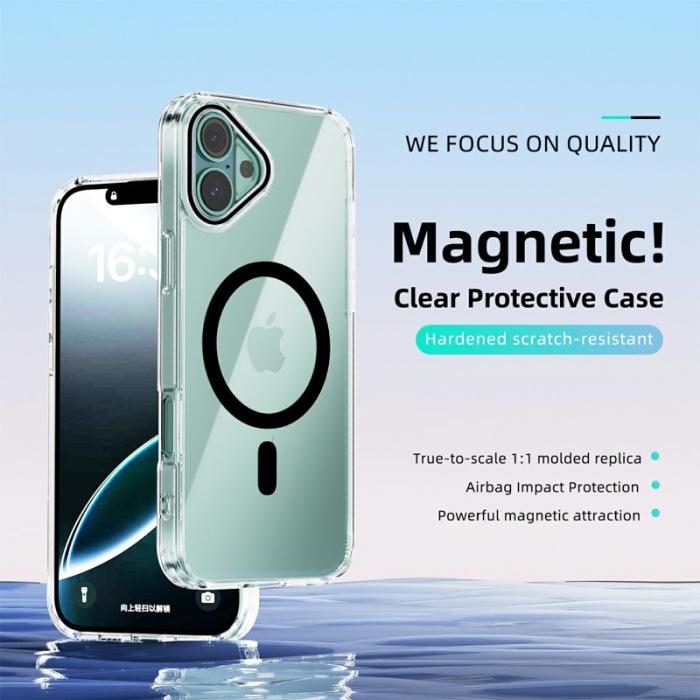 ABEEL - ABEEL iPhone 16 Plus Skal MagSafe Anti Scratch Transparent Svart