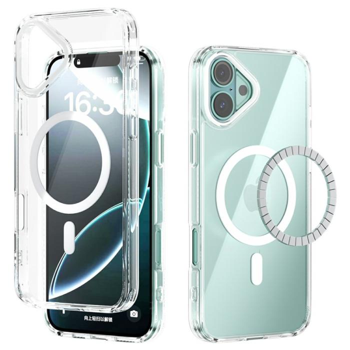 ABEEL - ABEEL iPhone 16 Plus Skal MagSafe Anti Scratch Transparent Vit