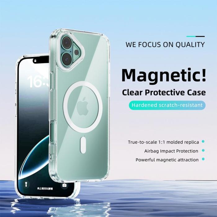 ABEEL - ABEEL iPhone 16 Plus Skal MagSafe Anti Scratch Transparent Vit