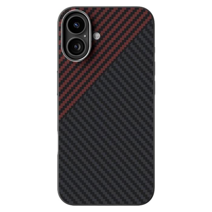 ABEEL - ABEEL iPhone 16 Plus Skal MagSafe Kolfiber Svart/Röd