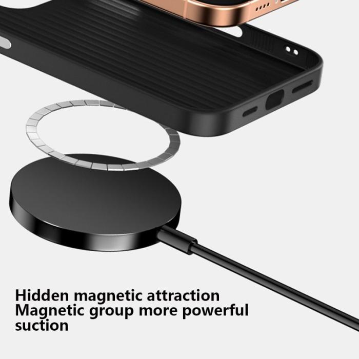 ABEEL - ABEEL iPhone 16 Plus Skal MagSafe Micro-Präglad Läder Svart