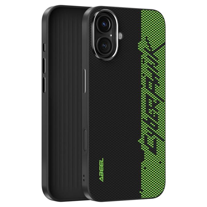 ABEEL - ABEEL iPhone 16 Plus Skal MagSafe Tryckt PC TPU Läder Svart