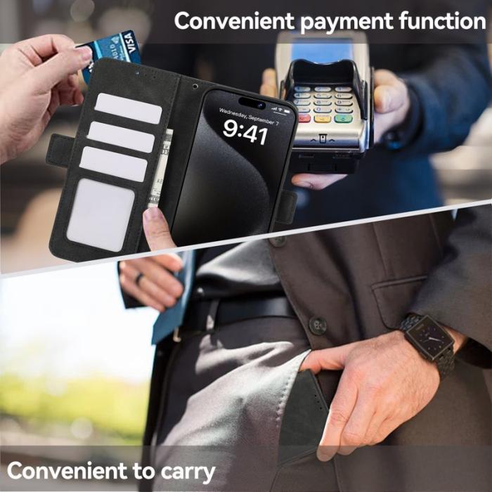 ABEEL - ABEEL iPhone 16 Plus Skal med Magnetstängning och Kortfack - Svart