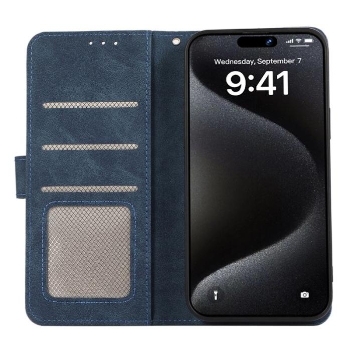 ABEEL - ABEEL iPhone 16 Plus Wallet Case RFID Blocking Blå PU Läder