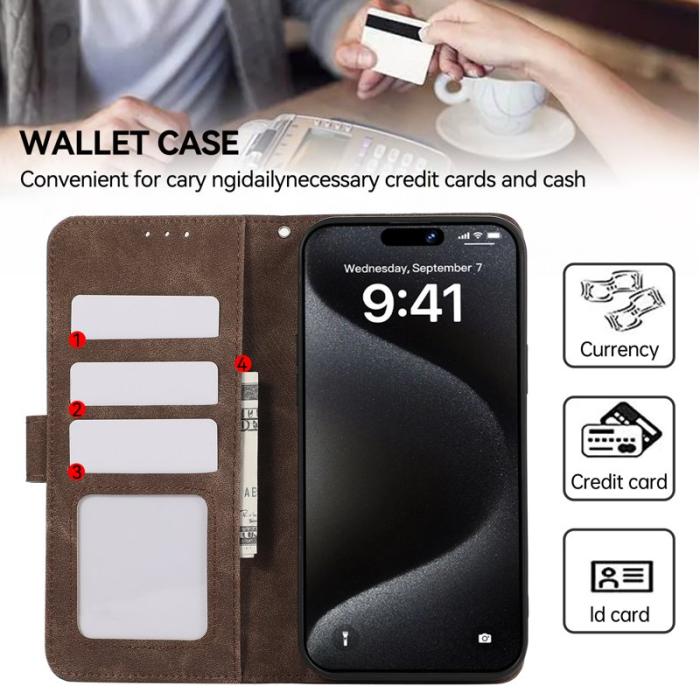 ABEEL - ABEEL iPhone 16 Plus Wallet Case RFID Blocking Brown
