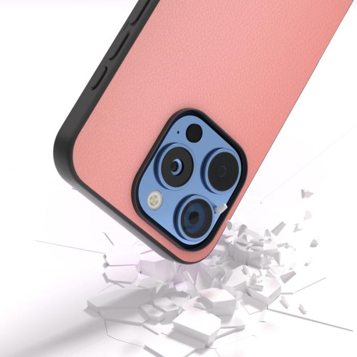 ABEEL - ABEEL iPhone 16 Pro Fodral Äkta Läder Anti-repor Rosa