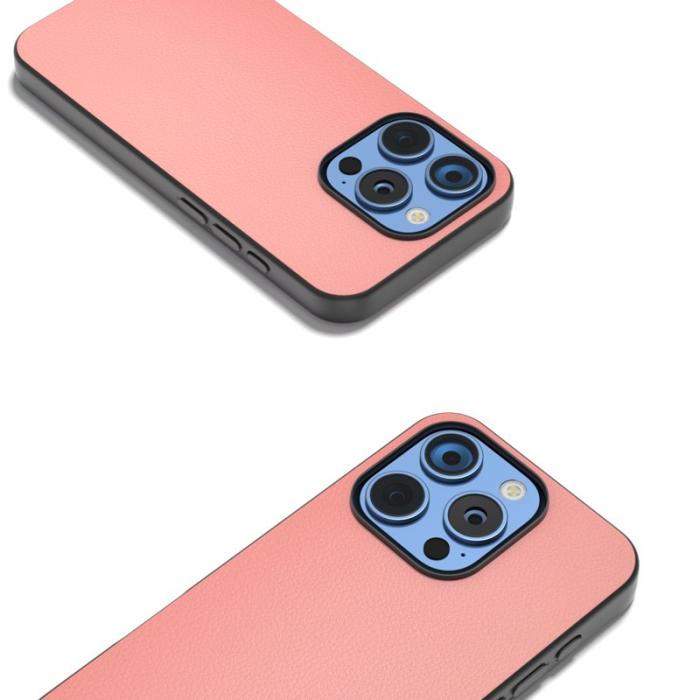 ABEEL - ABEEL iPhone 16 Pro Fodral Äkta Läder Anti-repor Rosa