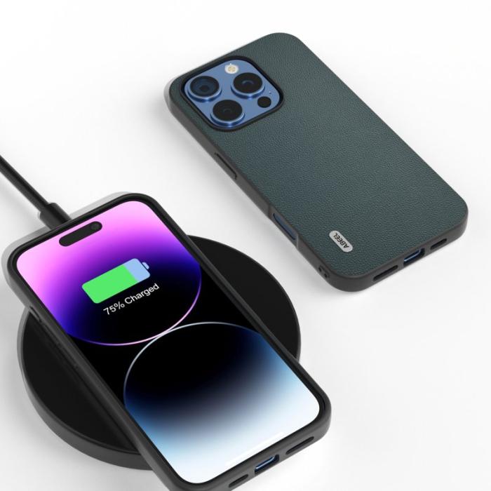 ABEEL - ABEEL iPhone 16 Pro Fodral Äkta Läder PC Telefonfodral - Grön