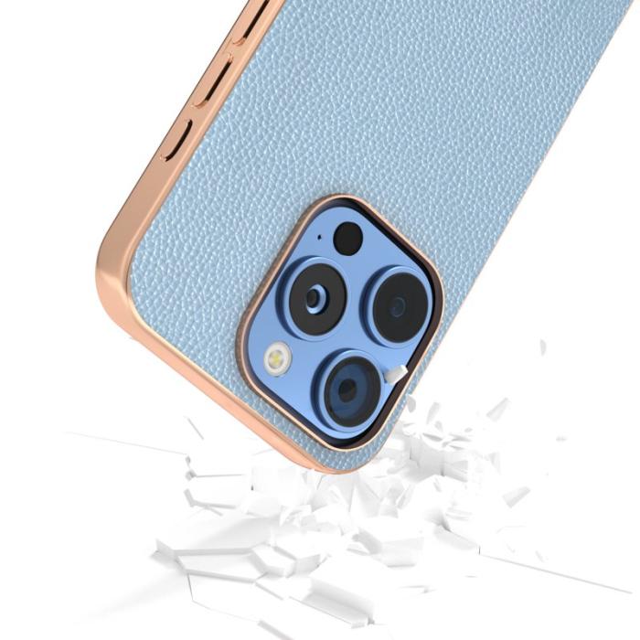 ABEEL - ABEEL iPhone 16 Pro Fodral Äkta Läder + PC + TPU - Baby Blue