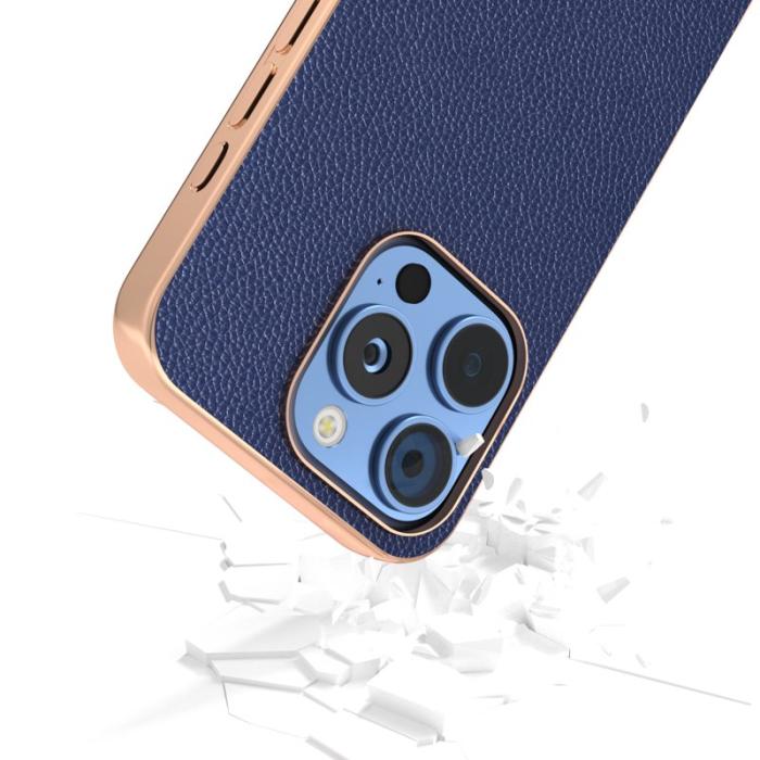 ABEEL - ABEEL iPhone 16 Pro Fodral Äkta Läder + PC + TPU - Blå