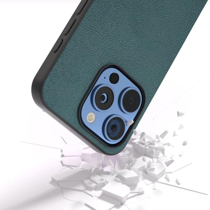 ABEEL - ABEEL iPhone 16 Pro Fodral Äkta Läder PC+TPU - Midnight Green