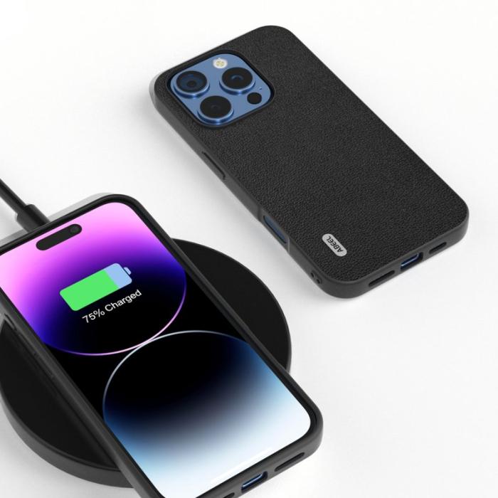 ABEEL - ABEEL iPhone 16 Pro Fodral Äkta Läder PC+TPU - Svart