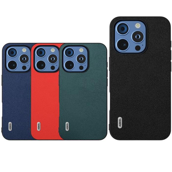 ABEEL - ABEEL iPhone 16 Pro Fodral Äkta Läder PC+TPU - Svart