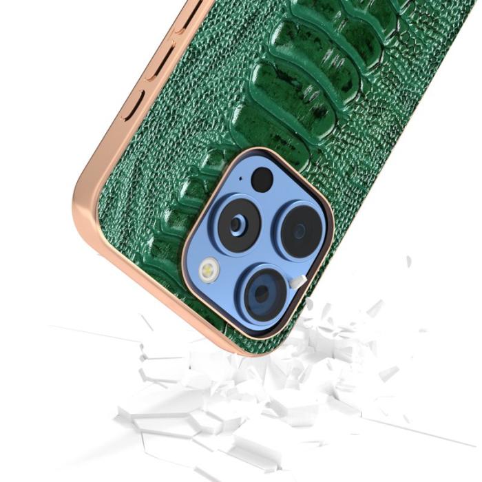 ABEEL - ABEEL iPhone 16 Pro Fodral Electroplating Grön Crocodile Texture