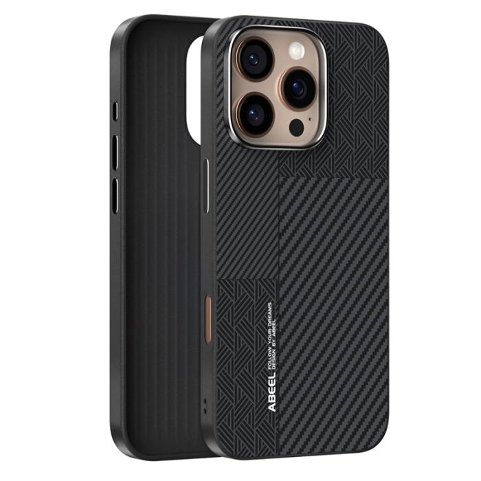 ABEEL - ABEEL iPhone 16 Pro Fodral PC TPU Aluminium PU Läder - Textur 1