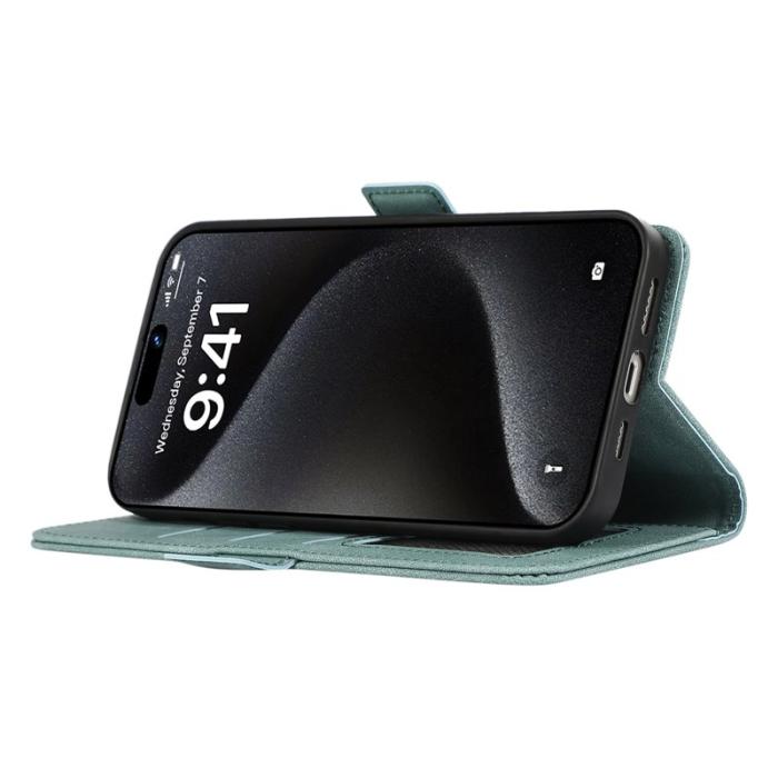 ABEEL - ABEEL iPhone 16 Pro Fodral PU Läder Folio Ställ Baby Blue