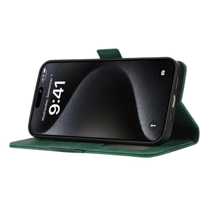 ABEEL - ABEEL iPhone 16 Pro Fodral PU Läder Folio Ställ Green