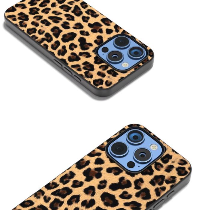 ABEEL - ABEEL iPhone 16 Pro Fodral PU+TPU Leopardmönster Champagne Gold