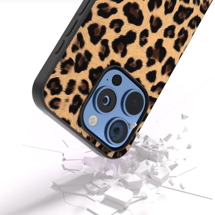 ABEEL - ABEEL iPhone 16 Pro Fodral PU+TPU Leopardmönster Champagne Gold
