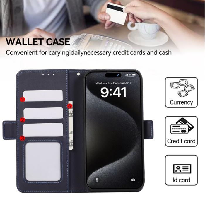 ABEEL - ABEEL iPhone 16 Pro Läderfodral RFID Blockering Blå