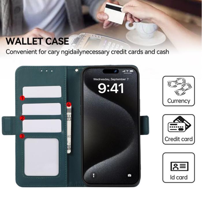 ABEEL - ABEEL iPhone 16 Pro Läderfodral RFID Blockering Grön