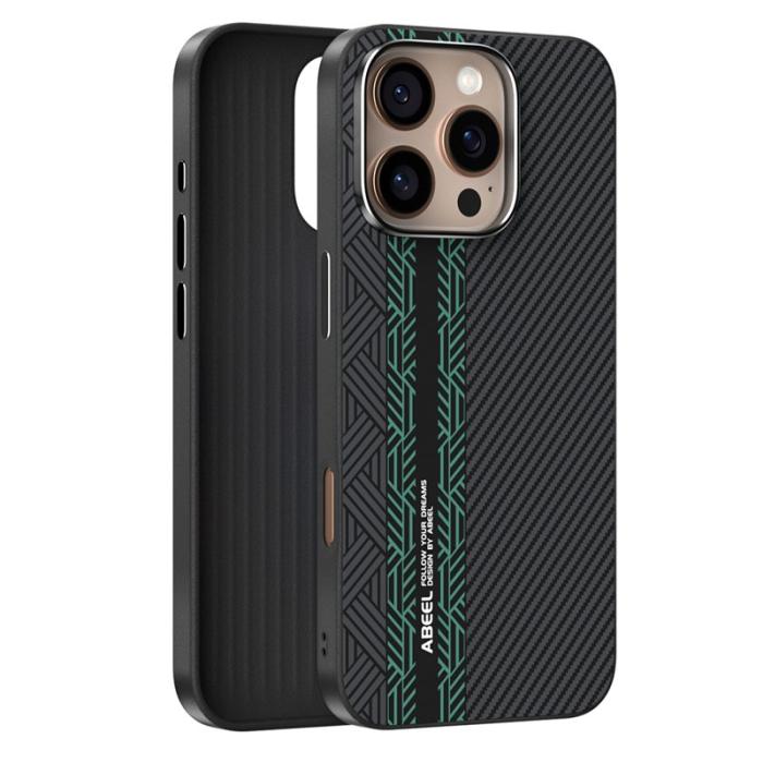 ABEEL - ABEEL iPhone 16 Pro Max Fodral PC TPU Aluminium PU Läder Textur 2