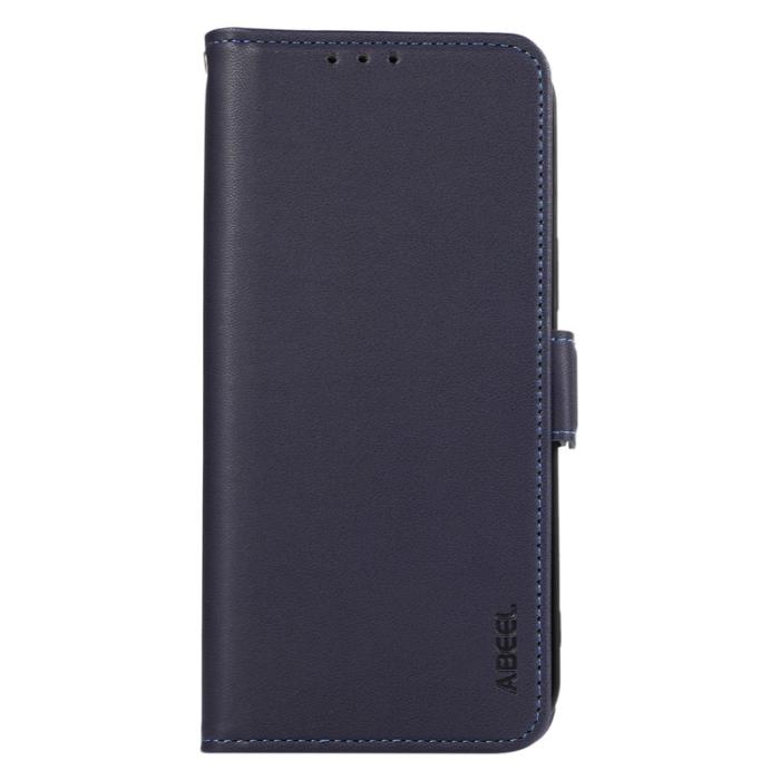 ABEEL - ABEEL iPhone 16 Pro Max Läderfodral RFID Blocker Ställ - Blå