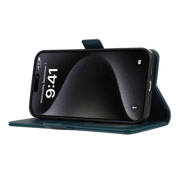 ABEEL - ABEEL iPhone 16 Pro Max Läderfodral RFID Blockering Ställ - Grön